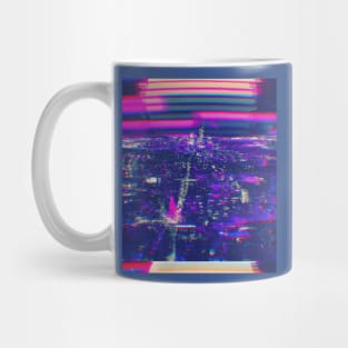night city glitch vhs retro Mug